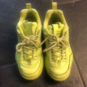 Florescent Yellow Green Fila Shoes